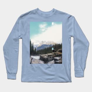 Canadian Landscape with a sky-faced bear Long Sleeve T-Shirt
